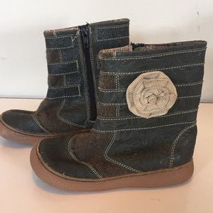 Livie & Luca Forest Green Boots w/ sweet flower